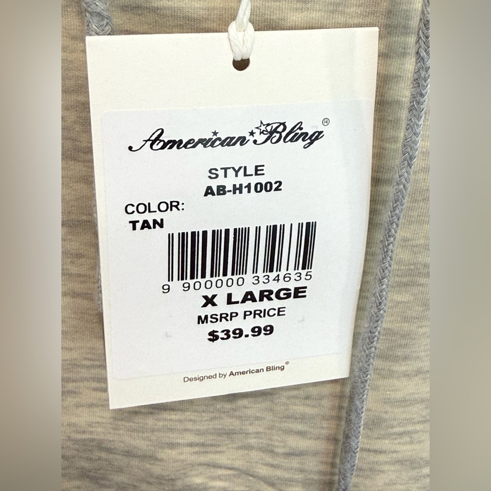 American Bling Southwestern Pattern Tan Hoodie Sweatshirt with Aztec Print “NWT” - Picture 7 of 7